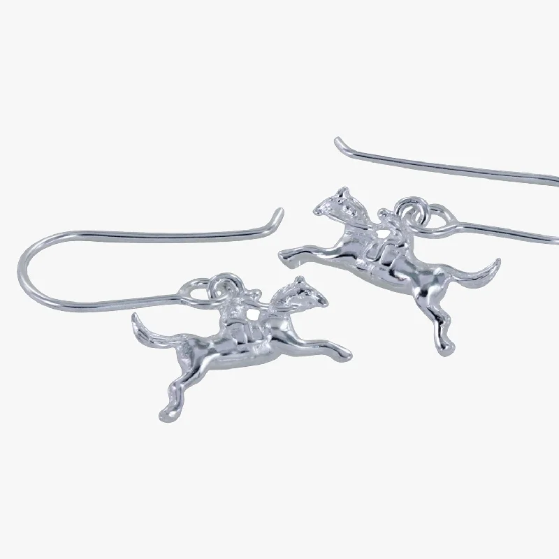 vintage earrings for women -Sterling Silver and Gold Plate Racing Horse Earrings