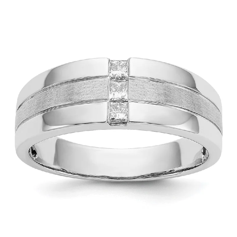 modern necklaces for women -Men's 7.2mm 10K White Gold 1/4 Ctw Lab Created Diamond Tapered Band