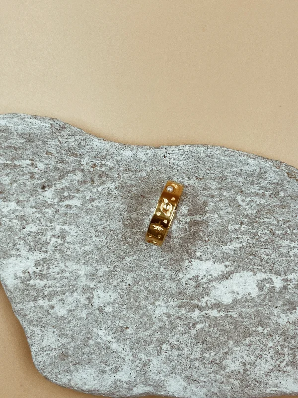 Celestial Sea Wide Band Ring | 18kt Solid Gold