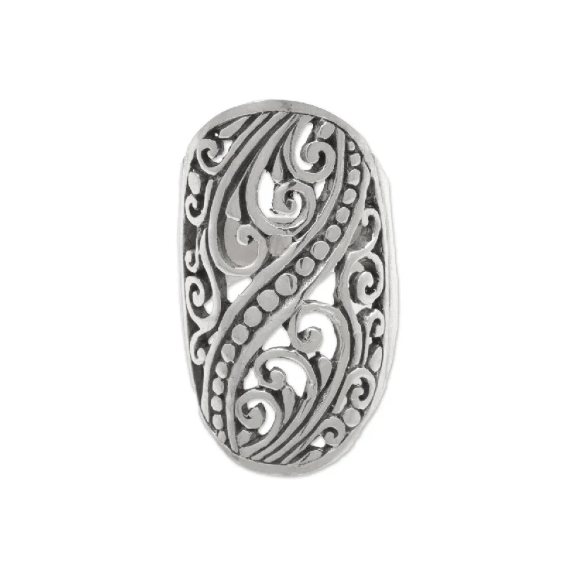 NOVICA Balinese Shield, Sterling silver band ring