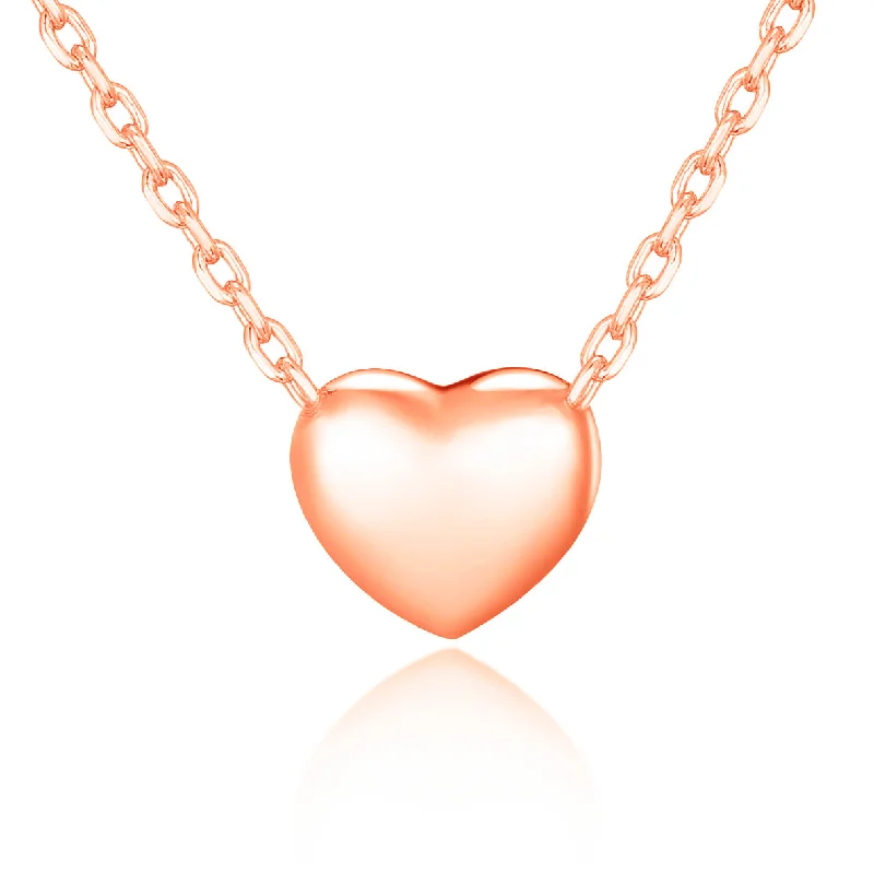 long chain necklaces for women -Rose Gold Plated Puffed Heart Necklace