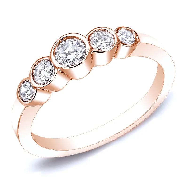 pink diamond engagement rings -Auriya 14k Gold 14k Rose Gold 1/2ctw 5-Stone Diamond Wedding Band