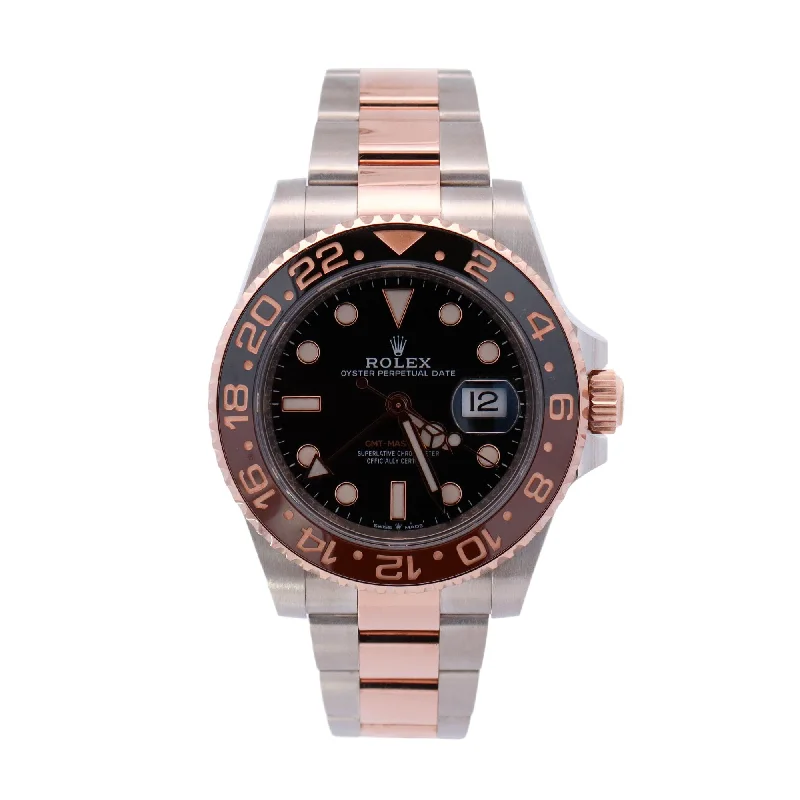 Rolex GMT Master II "Rootbeer" Two Tone Yellow Gold & Steel 40mm Black Dot Dial Watch Reference #: 126711CHNR