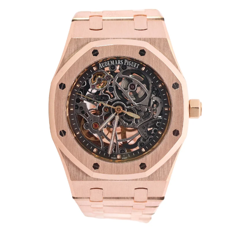 Audemars Piguet Royal Oak Openwork Double Balance Wheel Rose Gold 39mm Skeleton Dot Dial Watch Reference# 15305OR.OO.D088CR.01