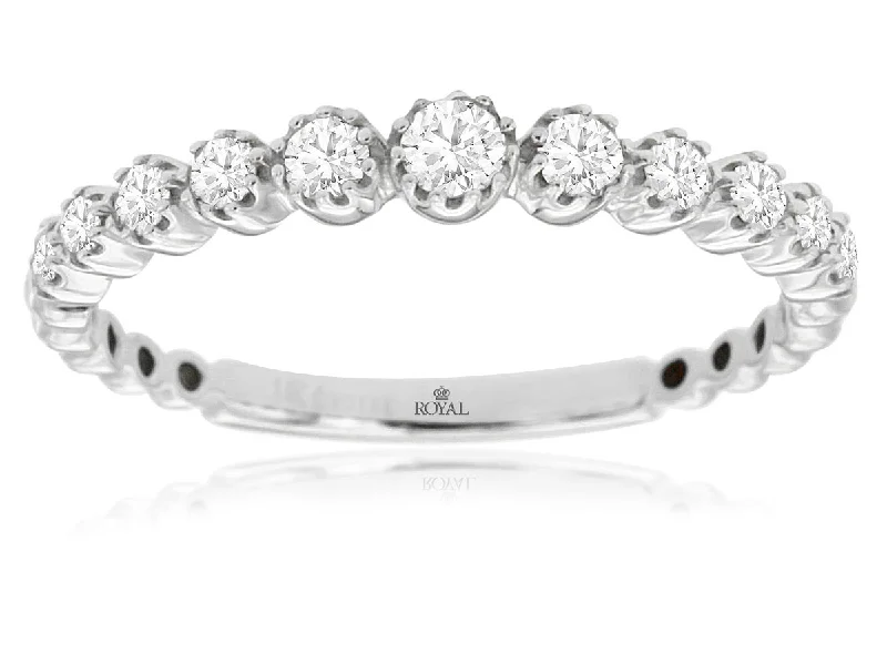 engagement rings with multiple diamonds -Round Graduating Diamond Bubble Wedding Band in 14k White Gold, 0.33cttw