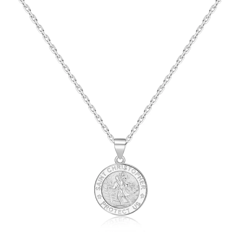 zodiac necklaces for women -Sterling Silver St Christopher Necklace