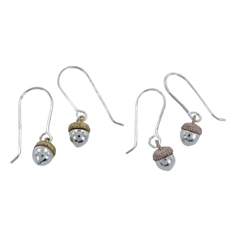 princess-cut rings for women -Sterling Silver Acorn Drop Earrings