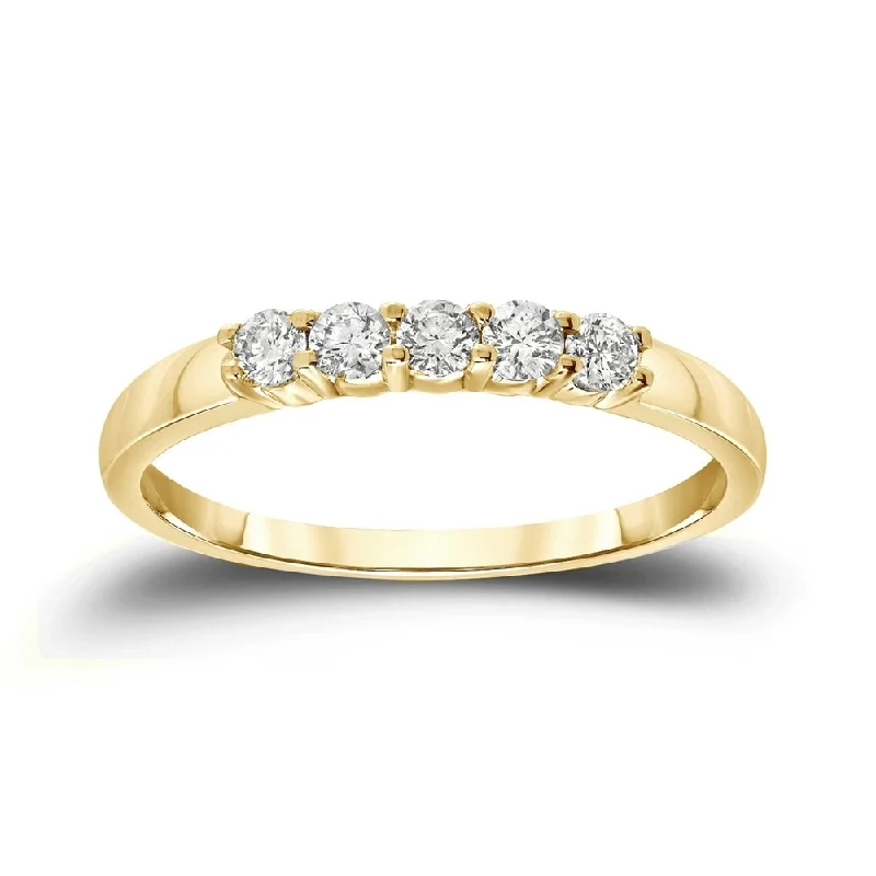 unique diamond engagement rings -Auriya 14k Gold 1/4ctw 5-Stone Diamond Wedding Band