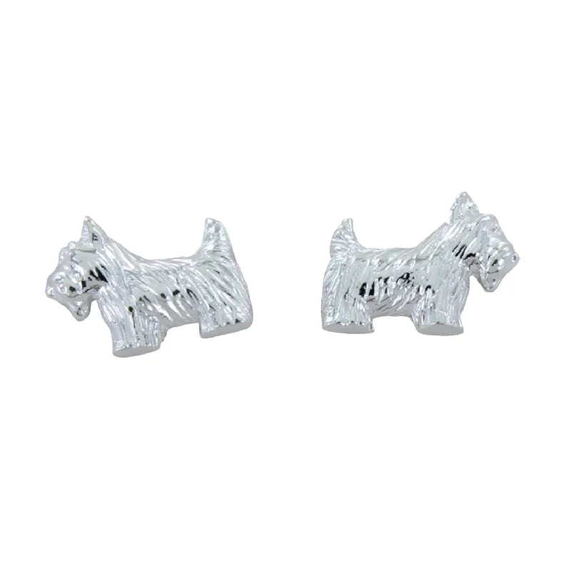 custom rings for women -Sterling Silver Scottie Dog Stud Earrings