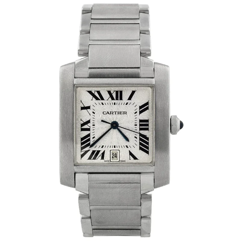 Cartier Tank Francaise Stainless Steel 32 x 28.15mm Silver Roman Dial Watch Reference# W51002Q3