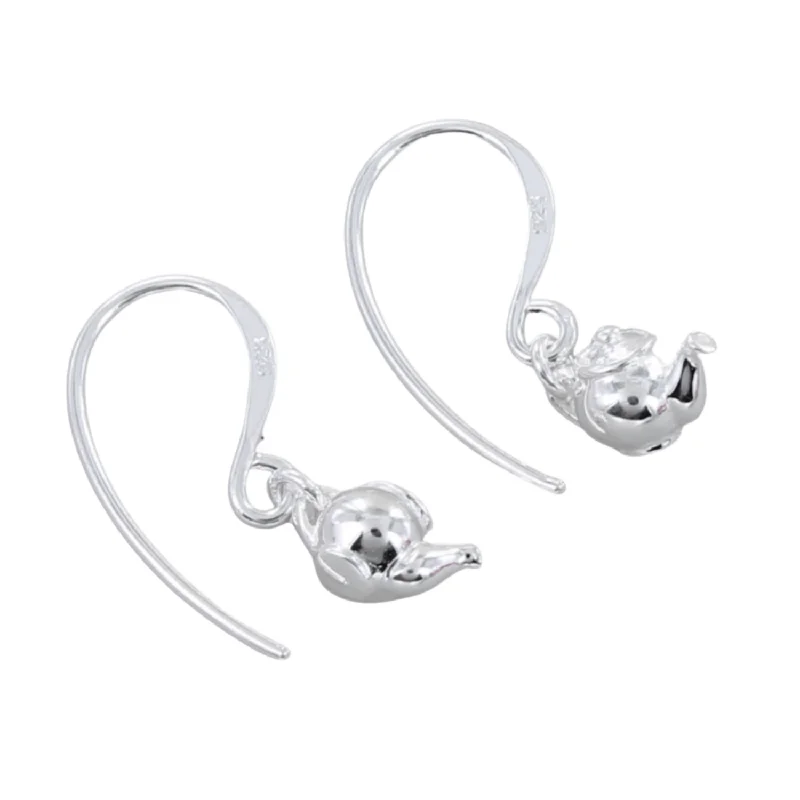 gemstone rings for women -Teapot Earrings in Sterling Silver