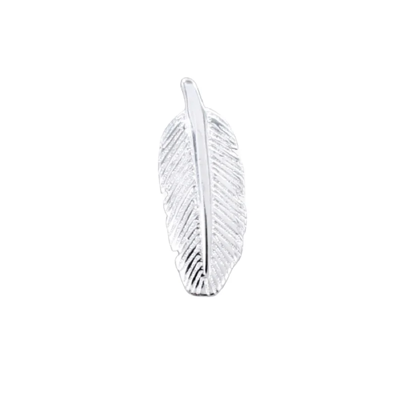 elegant rings for women -Men's Sterling Silver Feather Stud Earring