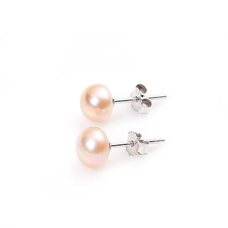 heirloom rings for women -Sexy Sparkles Women's Sterling Silver & Freshwater Cultured Pearl Ear Post Stud Earrings Pink 7mm( 2/8inch ) Dia