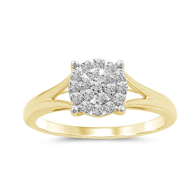 rose gold necklaces for women -Solitaire Look Ring with 1/4ct of Diamonds in 9ct Yellow Gold