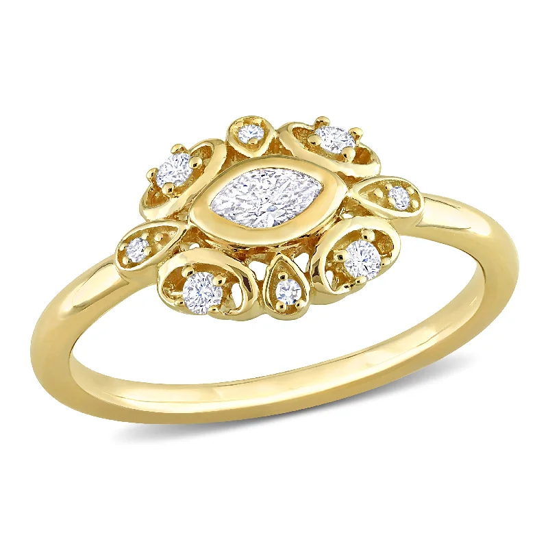 vintage diamond engagement rings -Miadora 1/4ct TW Diamond Cluster Ring in 14k Yellow Gold