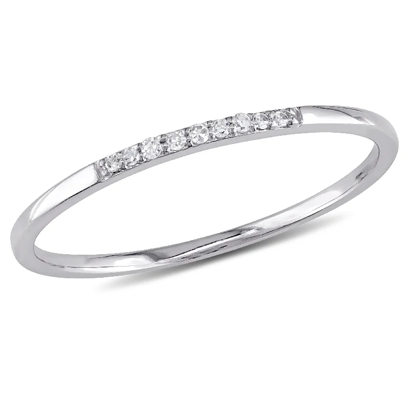 Miadora 10k White Gold Thin Stackable Diamond Anniversary Band Ring