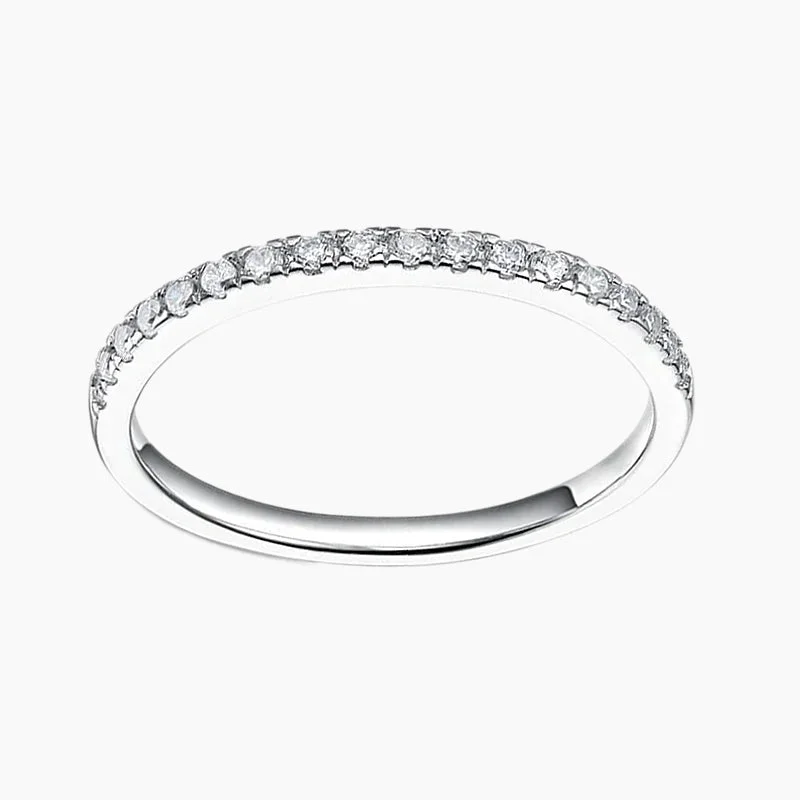 cushion halo engagement rings -Wedding Band for 925 Sterling Silver Half Eternity Stackable Ring