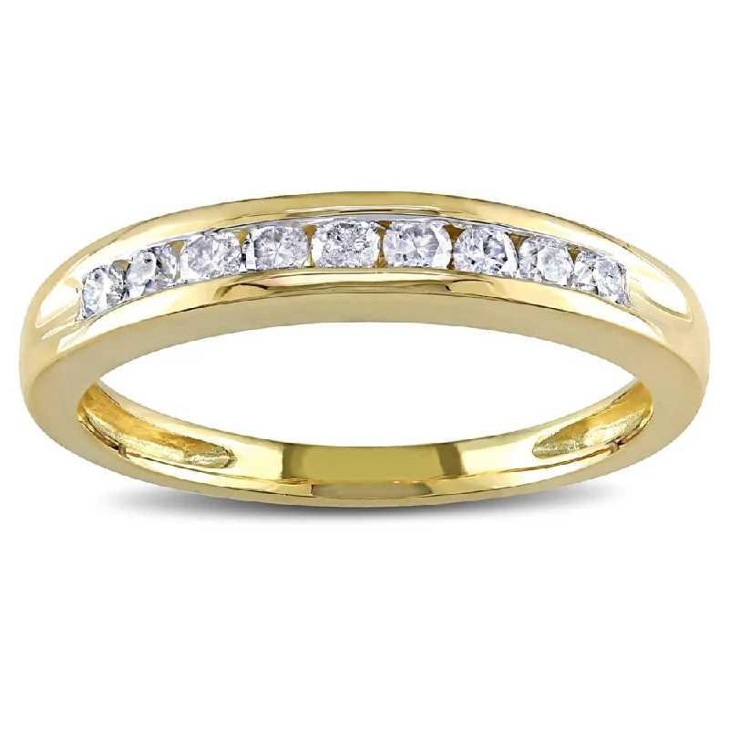 custom engraved engagement rings -Miadora 10k Yellow Gold 1/4ct TDW Diamond Wedding Band