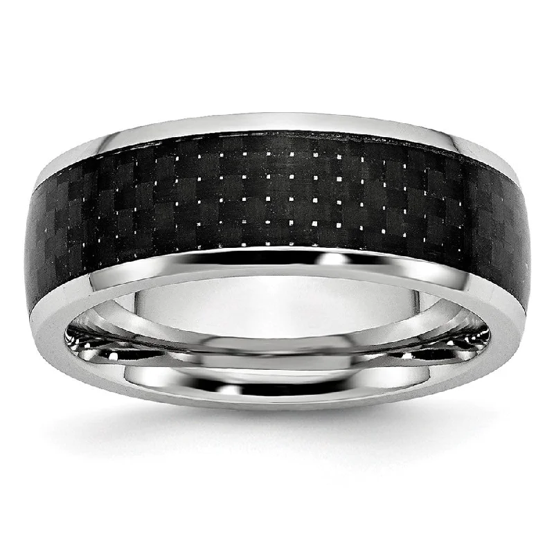 gold necklaces for women -8mm Cobalt & Black Carbon Fiber Domed Standard Fit Band