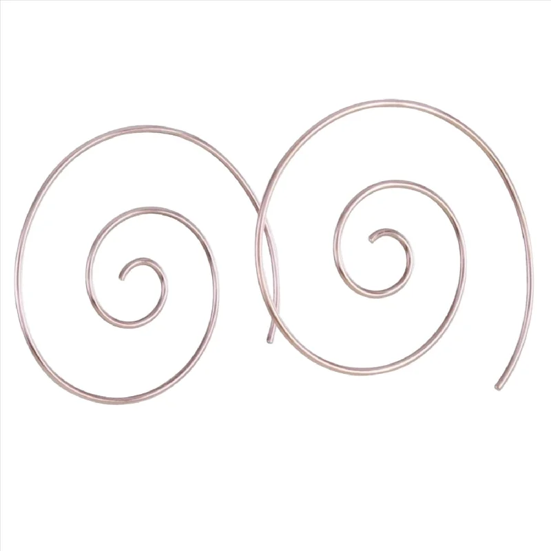 vintage earrings for women -Spiral Design Sterling Silver Earrings