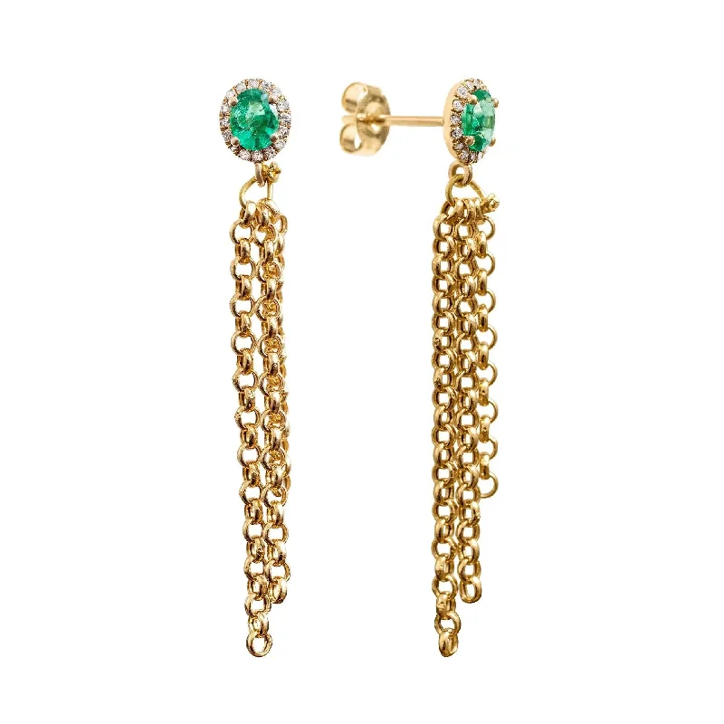 princess-cut rings for women -Emerald Gemburst Diamond Chain Studs