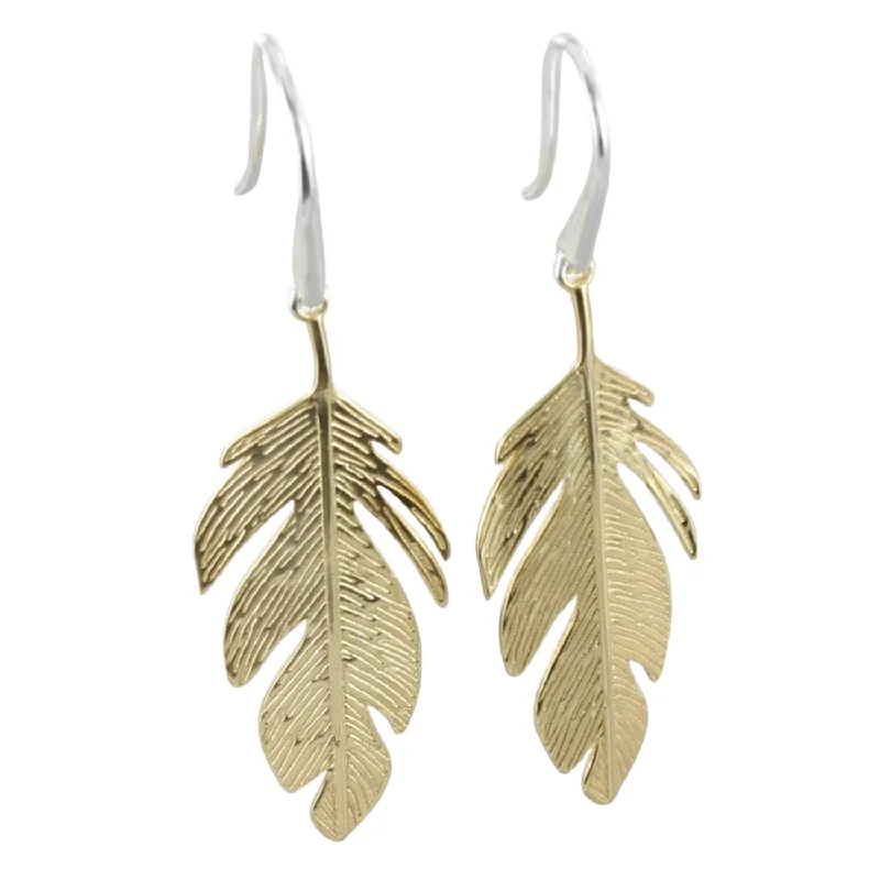 unique rings for women -Sterling Silver Large Feather Drop Earrings