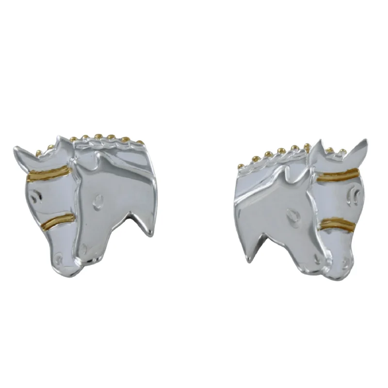 luxury earrings for women -Sterling Silver Mare And Foal Head Studs