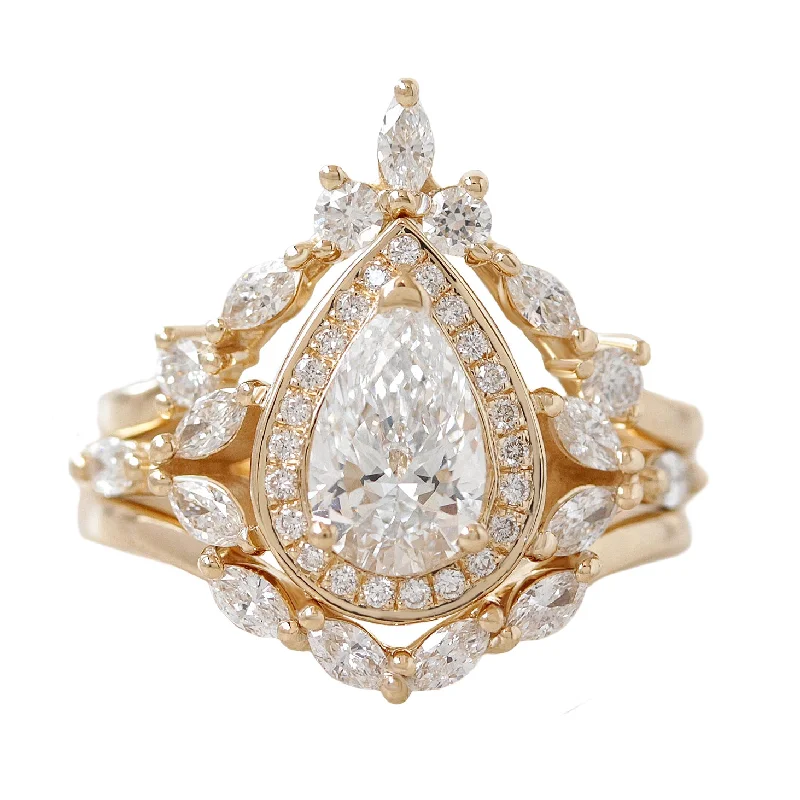 timeless engagement rings for women -Pear Diamond Engagement Three Rings Set "Muse Trio" ♥