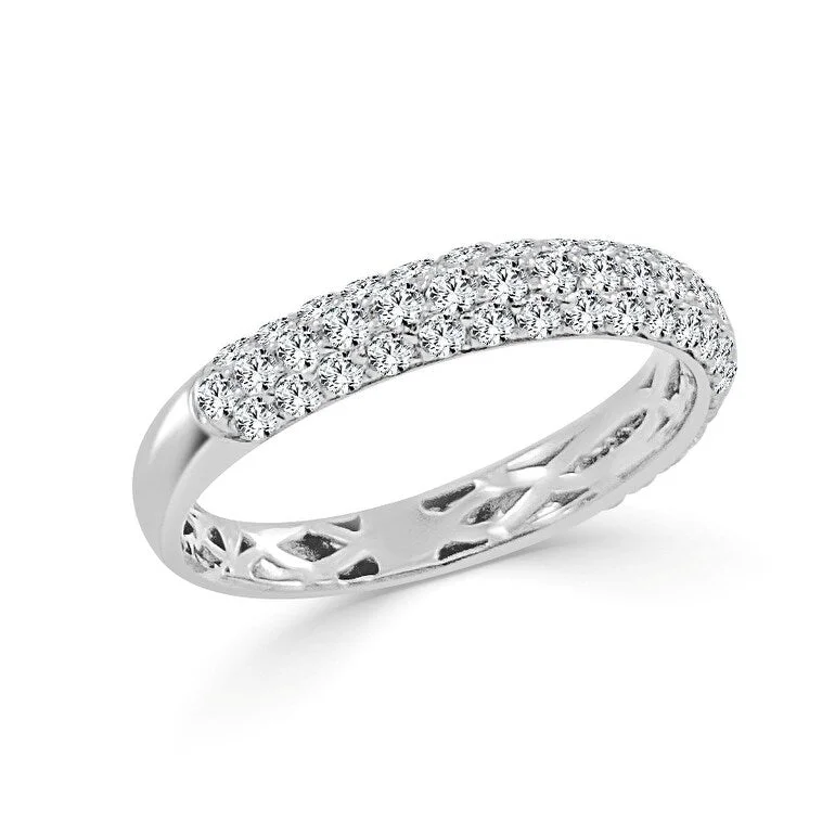 Joelle Diamond Double Row Band Ring 14k White Gold 7/8 ct TDW