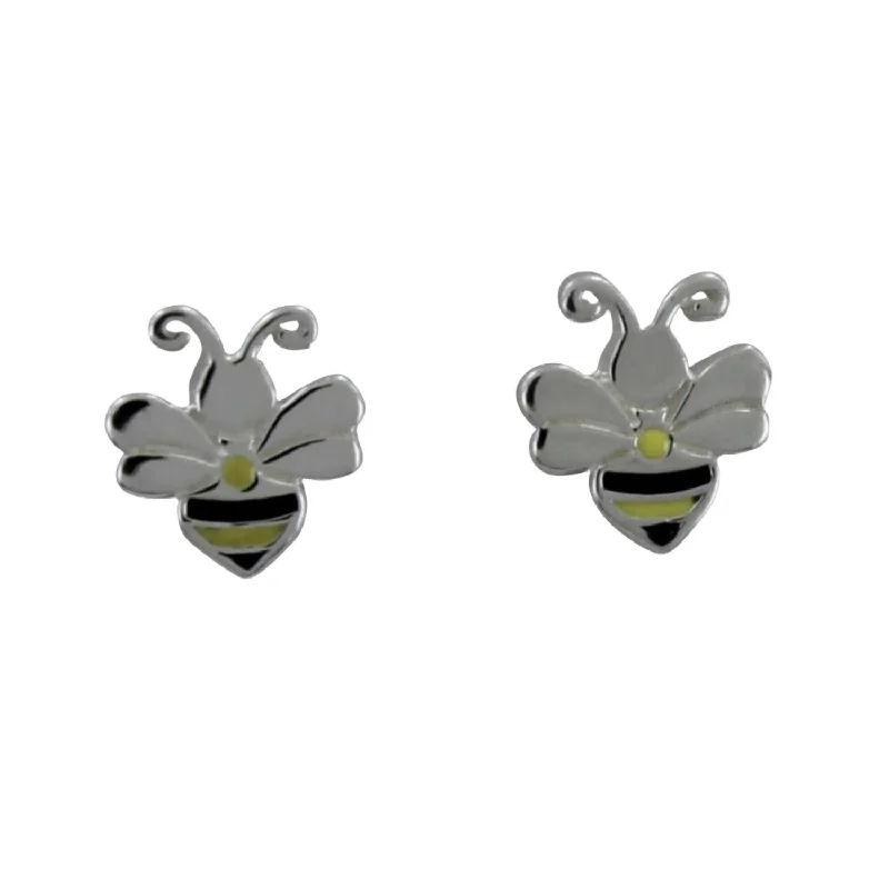 unique gemstone rings for women -Enamel Bee Stud Earrings