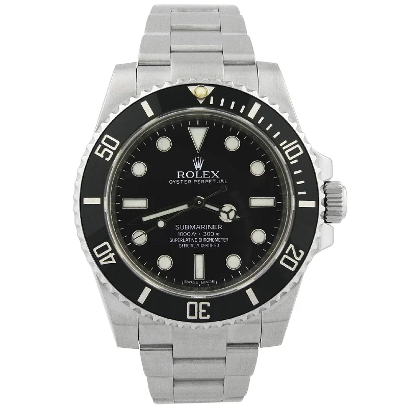 Rolex No Date Submariner Stainlesss Steel 40mm Black Dot Dial Watch Reference #: 114060