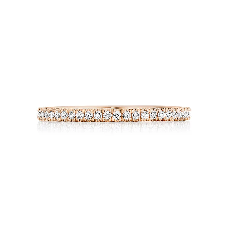 simple solitaire engagement rings -Tacori Coastal Crescent French Pave Diamond Wedding Band