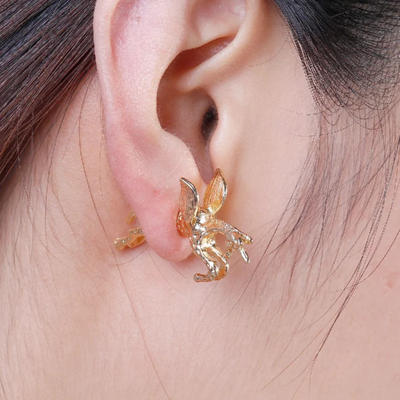 statement rings for women -SEXY SPARKLES Sexy Sparkles Pegasus Flying Horse 3D Double Sided Ear Stud Earrings for Women