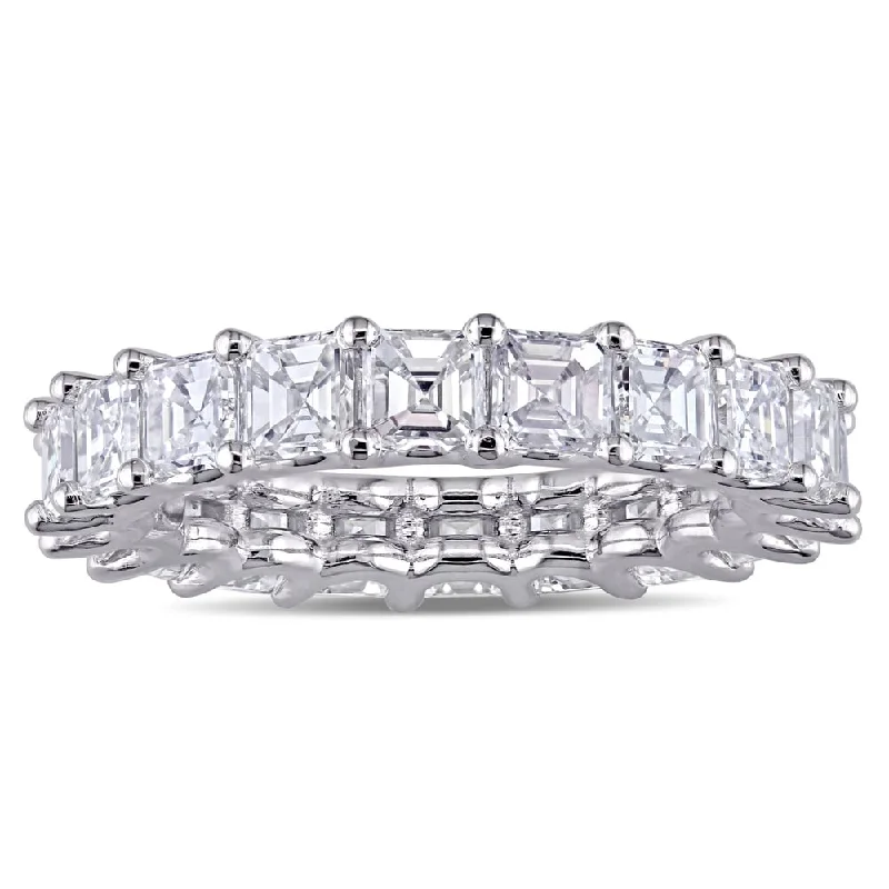 Miadora 18k White Gold 4 1/10ct TDW Asscher-Cut Diamond Eternity Band Ring