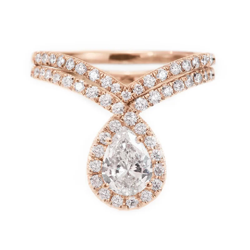 pear-shaped engagement rings for women -Pear diamond engagement Two rings set "Bliss." ♥