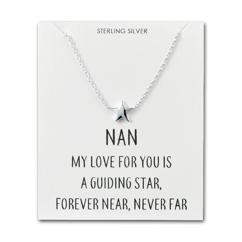 chunky necklaces for women -Sterling Silver Nan Quote Star Necklace