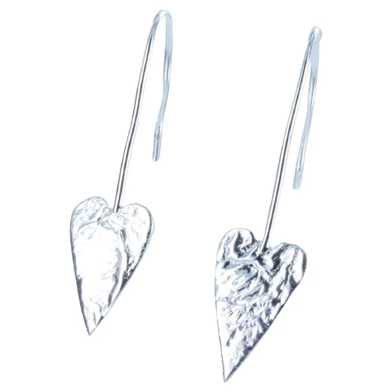 luxury pearl earrings for women -Trio of Hearts Sterling Silver Drop earrings