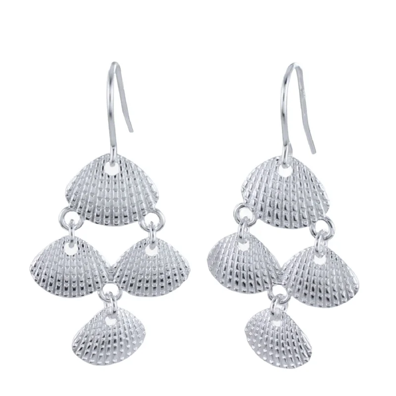 crystal chandelier earrings for women -Pretty Scallop Shell Drop Earrings