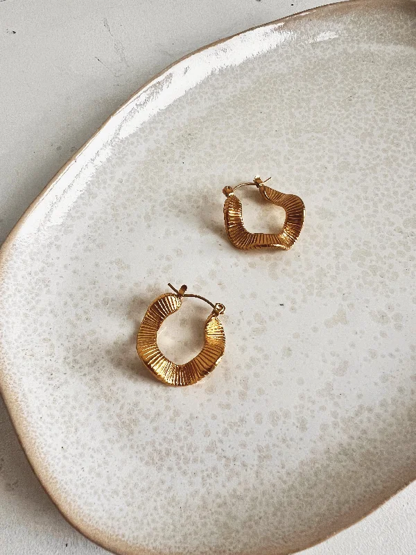 custom rings for women -Wave Earrings, Gold Plated