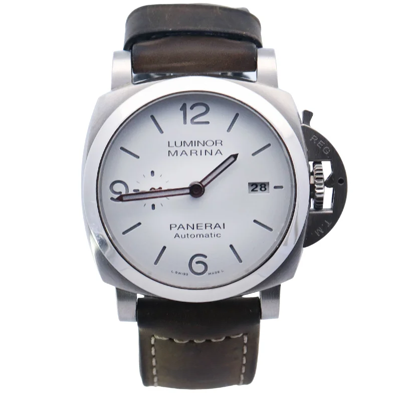 Panerai Luminor Stainless Steel 44mm White Arabic & Stick Dial Watch Reference# PAM01314