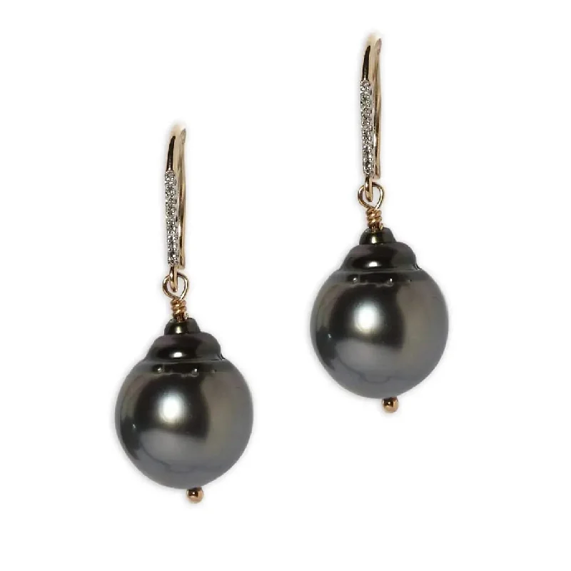 titanium rings for women -Diamond Baroque Tahitian Pearl Drop Earrings