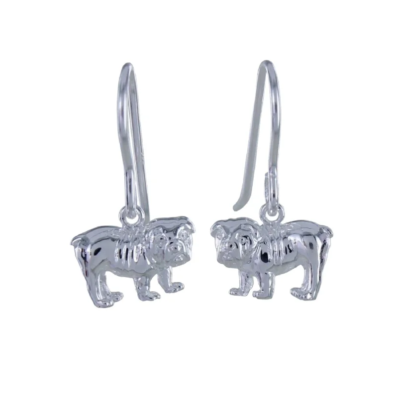 minimal gold earrings for women -Sterling Silver British Bulldog Earrings