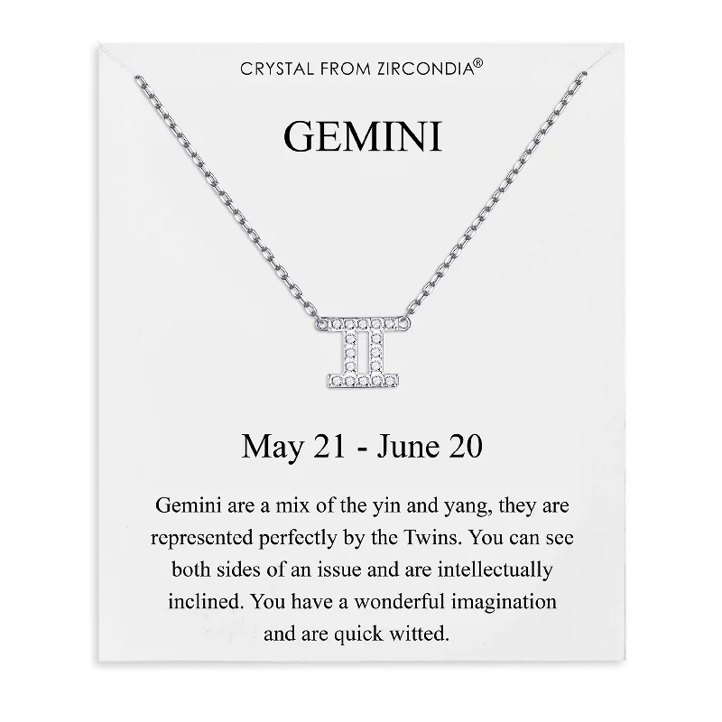 sapphire necklaces for women -Gemini Zodiac Star Sign Necklace Created with Zircondia® Crystals