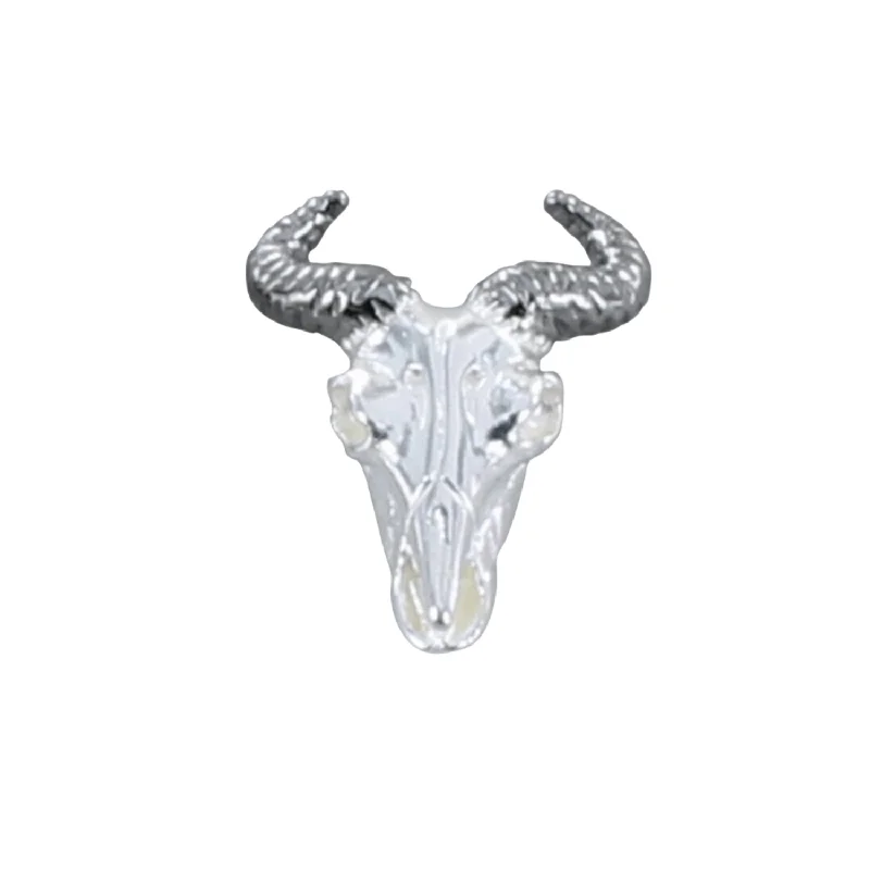 square-shaped rings for women -Men's Wildebeest Sterling Silver Stud Earring