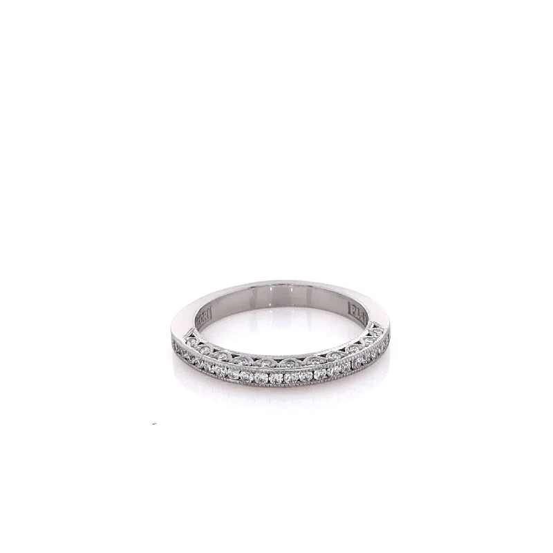 affordable engagement rings for women -Estate Tacori Platinum Milgrain Diamond Wedding Band