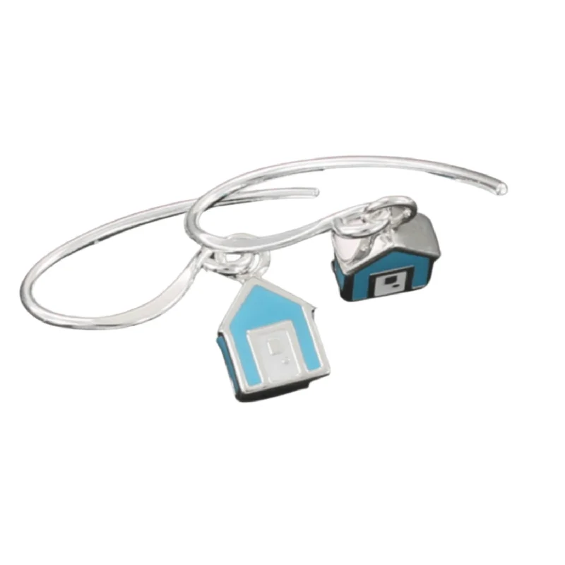 chunky rings for women -Blue Beach Hut Sterling Silver and Enamel Earrings