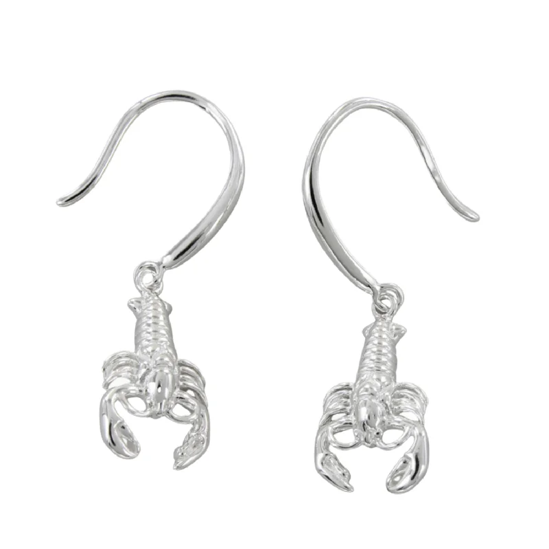 wedding earrings for women -Sterling Silver Lobster Earrings