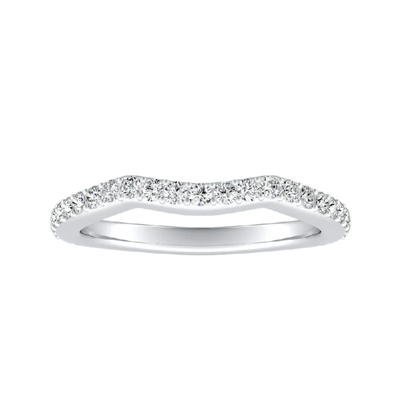 custom engraved engagement rings -Auriya Curved 1/3ctw Diamond Wedding Band 14k Gold