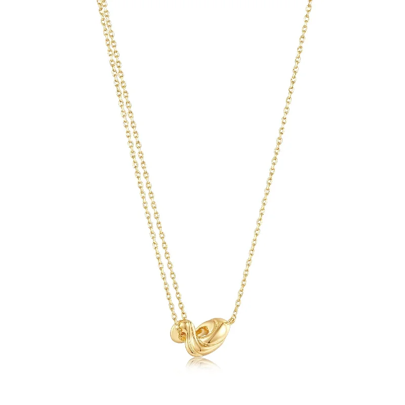 infinity necklaces for women -Ania Haie Gold Twisted Wave Mini Pendant Necklace