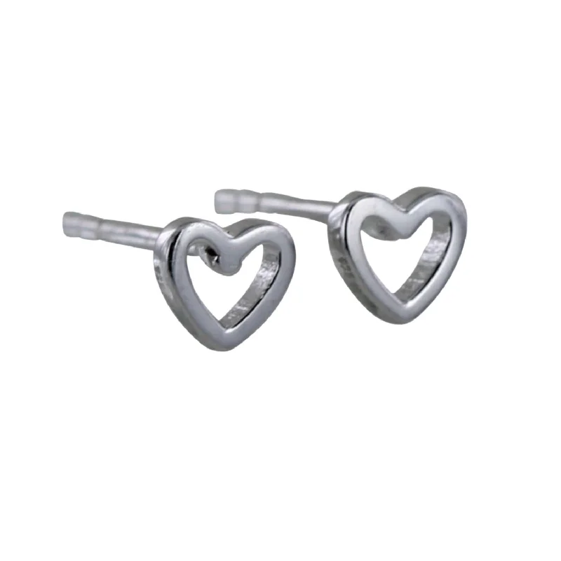 multi-strand earrings for women -Open Heart Sterling Silver Stud Earrings